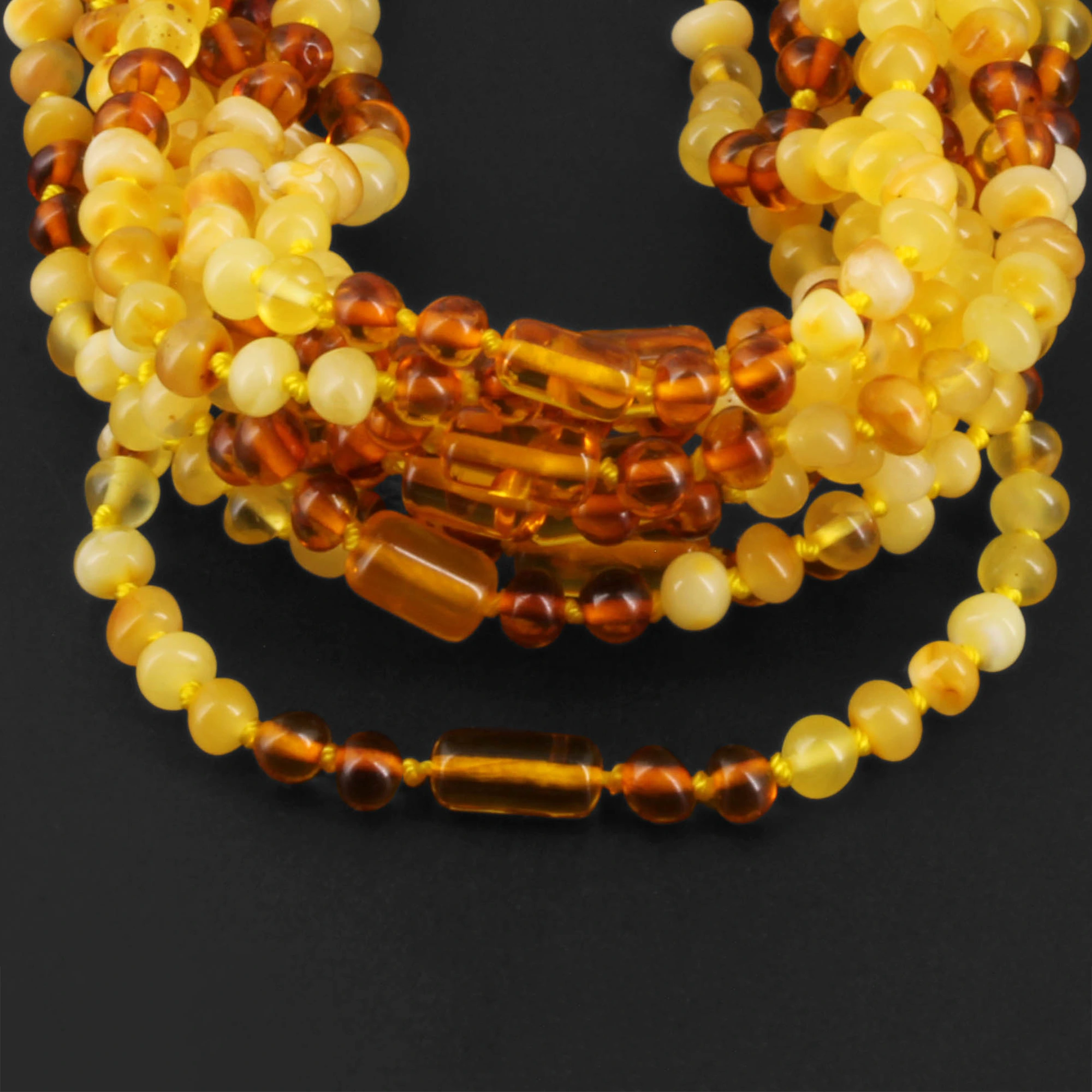 Baltic Amber Baby Teething Necklace Baroque Milky Yellow Glossy Finish - Wholesale Lot of 10pcs - 32cm / 12.6in - XLE13
