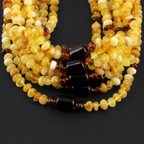 Baltic Amber Baby Teething Necklace Roundel Milky Yellow Glossy Finish - Wholesale Lot of 10pcs - 32cm / 12.6in - XLE18