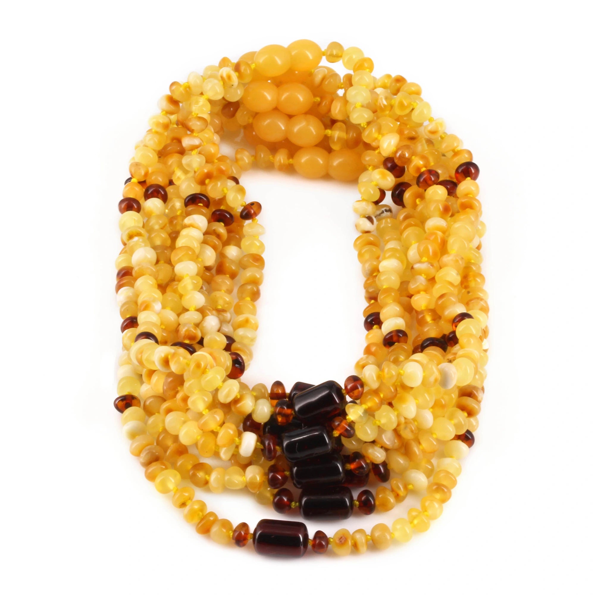 Baltic Amber Baby Teething Necklace Roundel Milky Yellow Glossy Finish - Wholesale Lot of 10pcs - 32cm / 12.6in - XLE18