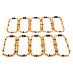 Baltic Amber, Purple Jasper & Mookaite Baby Teething Necklace Baroque Milky Yellow Raw Finish - Wholesale Lot of 10pcs - 32cm / 12.6in - AGL33