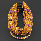 Baltic Amber, Purple Jasper & Mookaite Baby Teething Necklace Baroque Milky Yellow Raw Finish - Wholesale Lot of 10pcs - 32cm / 12.6in - AGL33