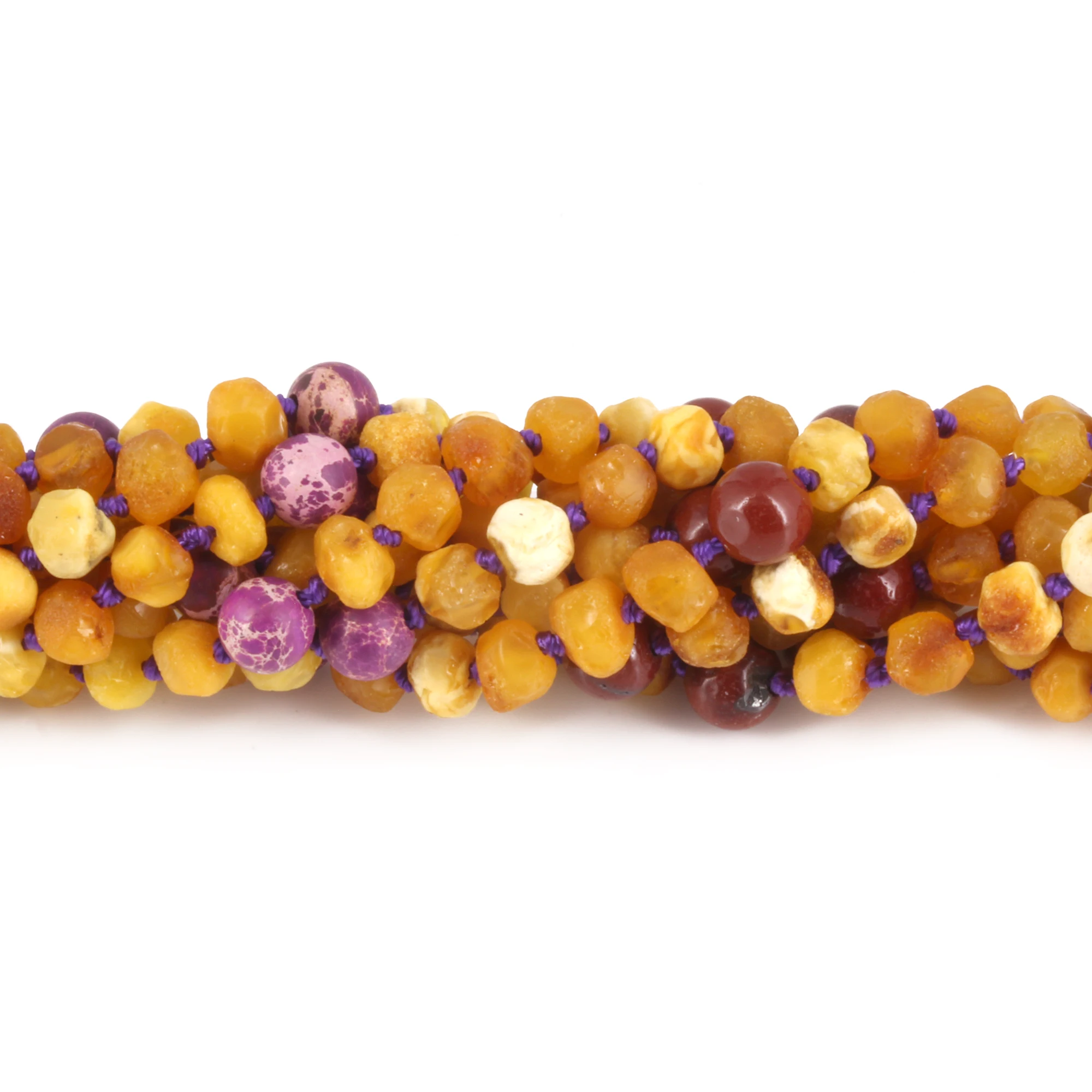 Baltic Amber, Purple Jasper & Mookaite Baby Teething Necklace Baroque Milky Yellow Raw Finish - Wholesale Lot of 10pcs - 32cm / 12.6in - AGL33