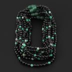 Baltic Amber & Green Agate Baby Teething Necklace Baroque Black Glossy Finish - Wholesale Lot of 10pcs - 32cm / 12.6in - LE550-S
