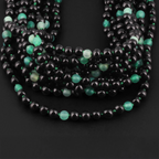 Baltic Amber & Green Agate Baby Teething Necklace Baroque Black Glossy Finish - Wholesale Lot of 10pcs - 32cm / 12.6in - LE550-S