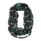 Baltic Amber & Green Agate Baby Teething Necklace Baroque Black Glossy Finish - Wholesale Lot of 10pcs - 32cm / 12.6in - LE550-S