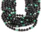 Baltic Amber & Green Agate Baby Teething Necklace Baroque Black Glossy Finish - Wholesale Lot of 10pcs - 32cm / 12.6in - LE550-S