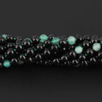 Baltic Amber & Green Agate Baby Teething Necklace Baroque Black Glossy Finish - Wholesale Lot of 10pcs - 32cm / 12.6in - LE550-S