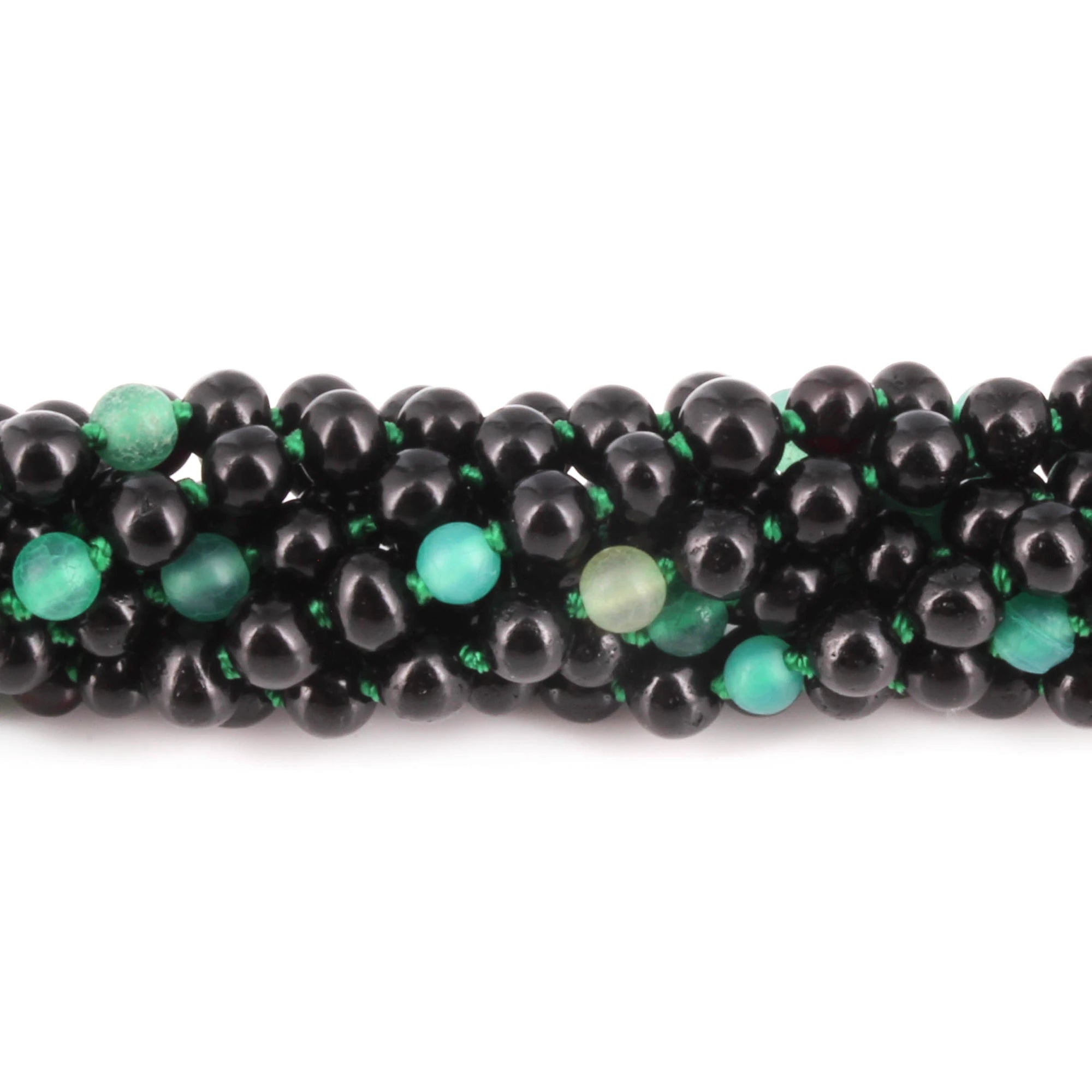 Baltic Amber & Green Agate Baby Teething Necklace Baroque Black Glossy Finish - Wholesale Lot of 10pcs - 32cm / 12.6in - LE550-S