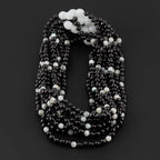 Baltic Amber & Kiwi Jasper Eye Baby Teething Necklace Baroque Black Glossy Finish - Wholesale Lot of 10pcs - 32cm / 12.6in - LE551-S