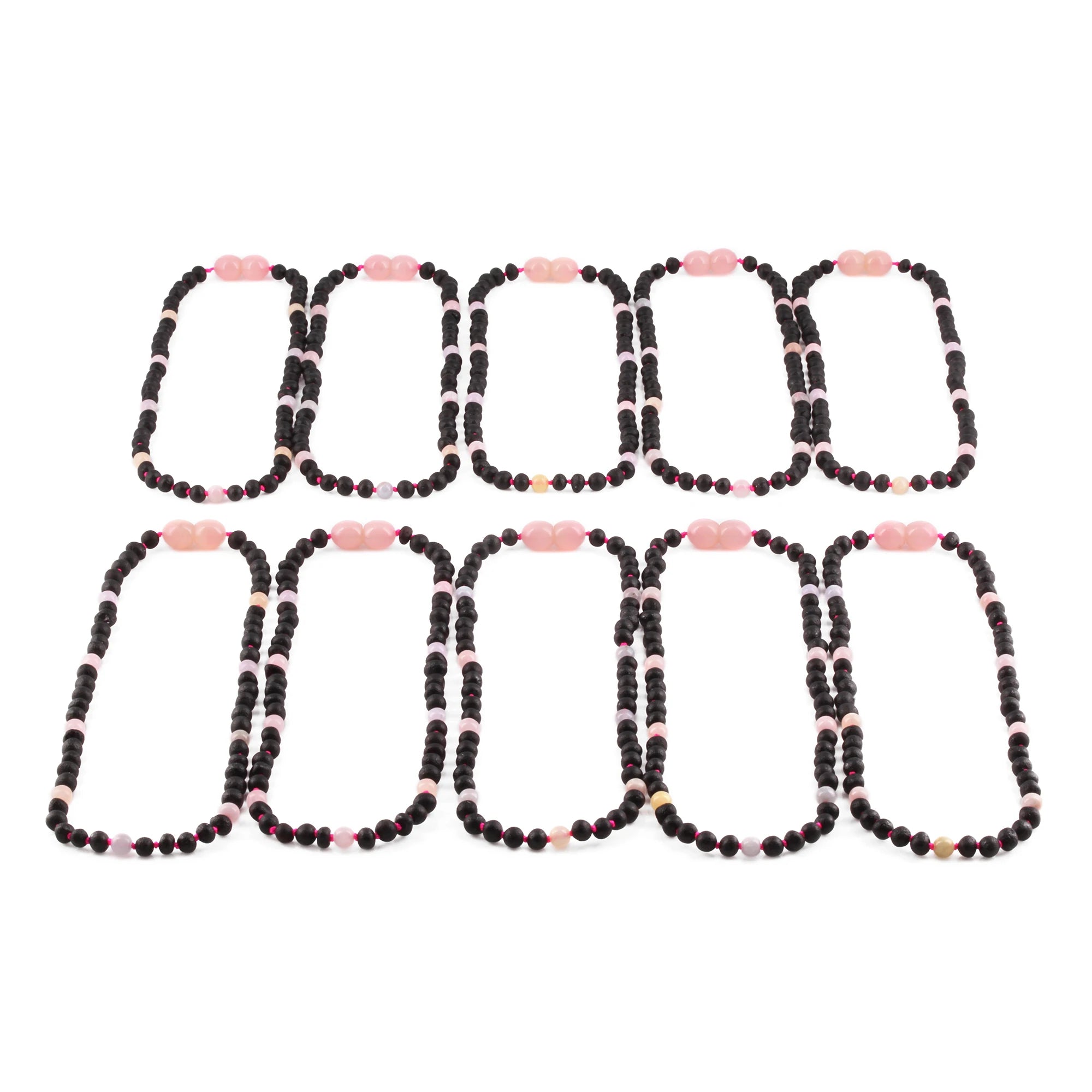Baltic Amber & Morganite Baby Teething Necklace Baroque Multicolor Glossy Finish - Wholesale Lot of 10pcs - 32cm / 12.6in - LE558-S