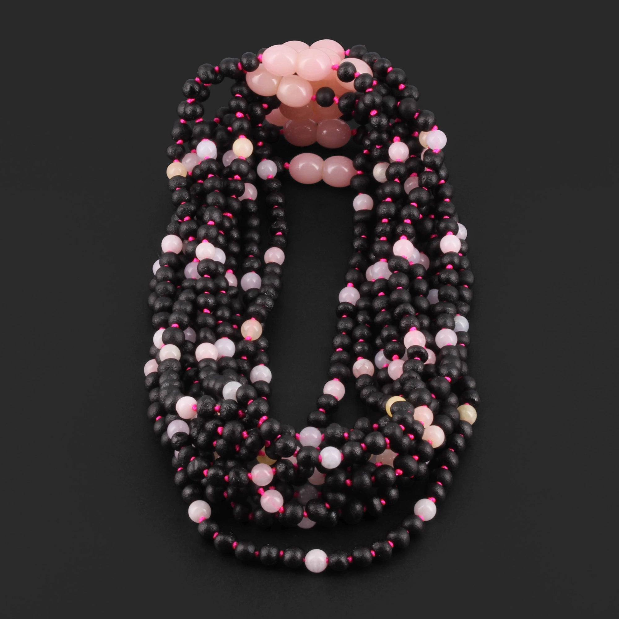 Baltic Amber & Morganite Baby Teething Necklace Baroque Multicolor Glossy Finish - Wholesale Lot of 10pcs - 32cm / 12.6in - LE558-S