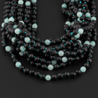 Baltic Amber & Sky Blue Jade Baby Teething Necklace Baroque Black Matte Finish - Wholesale Lot of 10pcs - 32cm / 12.6in - LE547-S