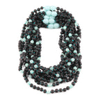 Baltic Amber & Sky Blue Jade Baby Teething Necklace Baroque Black Matte Finish - Wholesale Lot of 10pcs - 32cm / 12.6in - LE547-S