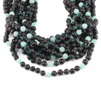 Baltic Amber & Sky Blue Jade Baby Teething Necklace Baroque Black Matte Finish - Wholesale Lot of 10pcs - 32cm / 12.6in - LE547-S