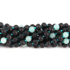 Baltic Amber & Sky Blue Jade Baby Teething Necklace Baroque Black Matte Finish - Wholesale Lot of 10pcs - 32cm / 12.6in - LE547-S