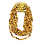 Baltic Amber Baby Teething Necklace Baroque Green Glossy Finish - Wholesale Lot of 10pcs - 32cm / 12.6in - XB54G