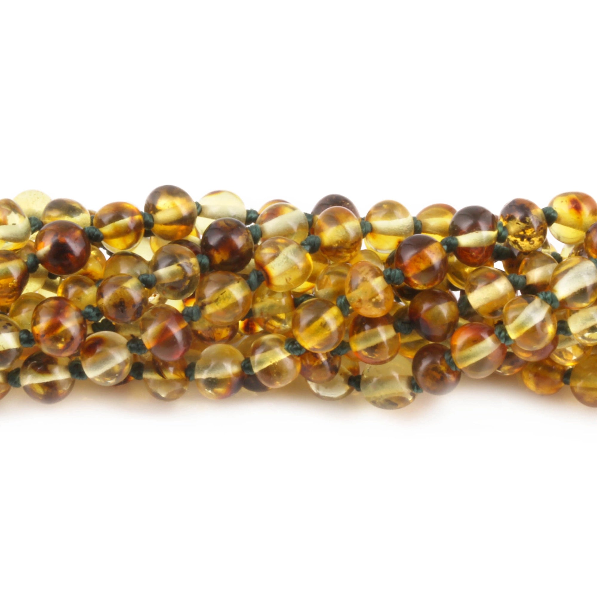Baltic Amber Baby Teething Necklace Baroque Green Glossy Finish - Wholesale Lot of 10pcs - 32cm / 12.6in - XB54G