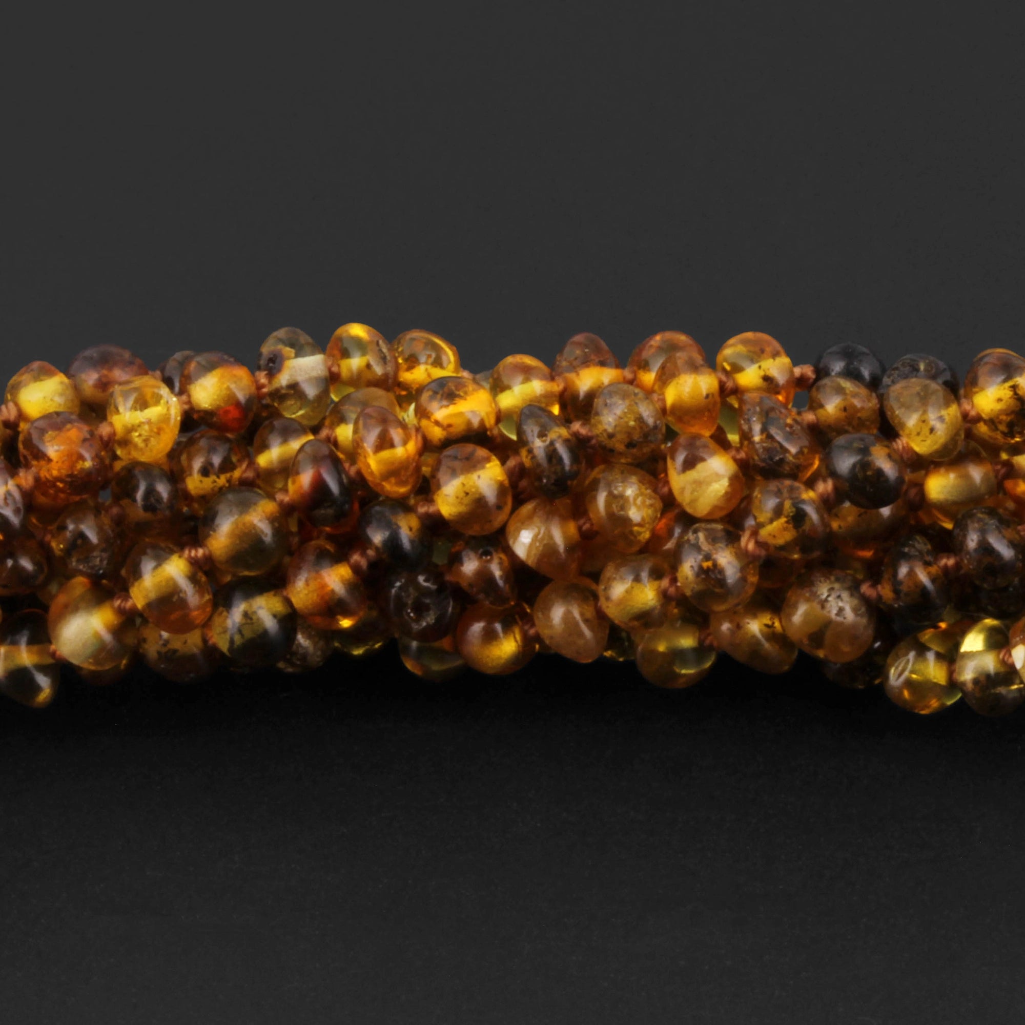 Baltic Amber Baby Teething Necklace Baroque Green Glossy Finish - Wholesale Lot of 10pcs - 32cm / 12.6in - XB43G