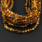 Baltic Amber Baby Teething Necklace Baroque Green Glossy Finish - Wholesale Lot of 10pcs - 32cm / 12.6in - XB43G