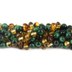 Baltic Amber & Green Tiger Eye Baby Teething Necklace Baroque Multicolor Glossy Finish - Wholesale Lot of 10pcs - 32cm / 12.6in - LE457 V2
