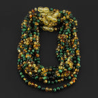 Baltic Amber & Green Tiger Eye Baby Teething Necklace Baroque Multicolor Glossy Finish - Wholesale Lot of 10pcs - 32cm / 12.6in - LE457 V2