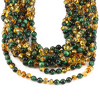 Baltic Amber & Green Tiger Eye Baby Teething Necklace Baroque Multicolor Glossy Finish - Wholesale Lot of 10pcs - 32cm / 12.6in - LE457 V2