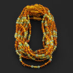 Baltic Amber & Green Aventurine Baby Teething Necklace Baroque Light Cognac Glossy Finish - Wholesale Lot of 10pcs - 32cm / 12.6in - LE385 V3