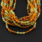 Baltic Amber & Green Aventurine Baby Teething Necklace Baroque Light Cognac Glossy Finish - Wholesale Lot of 10pcs - 32cm / 12.6in - LE385 V3