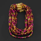 Baltic Amber & Magenta Tiger Eye Baby Teething Necklace Baroque Multicolor Glossy Finish - Wholesale Lot of 10pcs - 32cm / 12.6in - LE456 V2