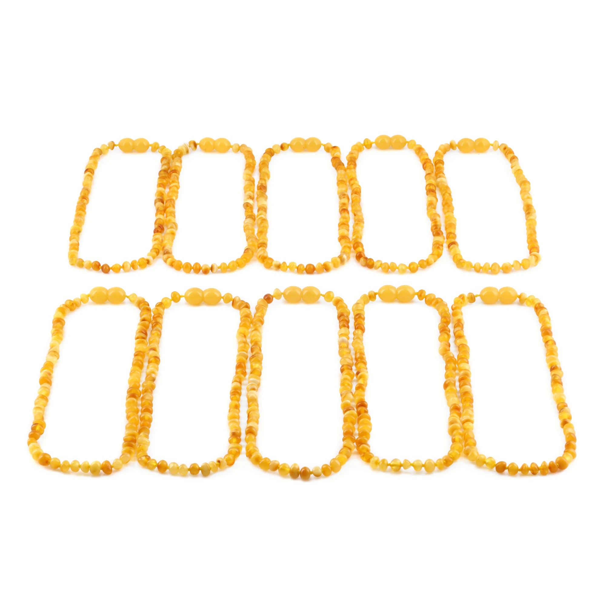 Baltic Amber Baby Teething Necklace Baroque Milky Orange Glossy Finish - Wholesale Lot of 10pcs - 32cm / 12.6in - XB43MO