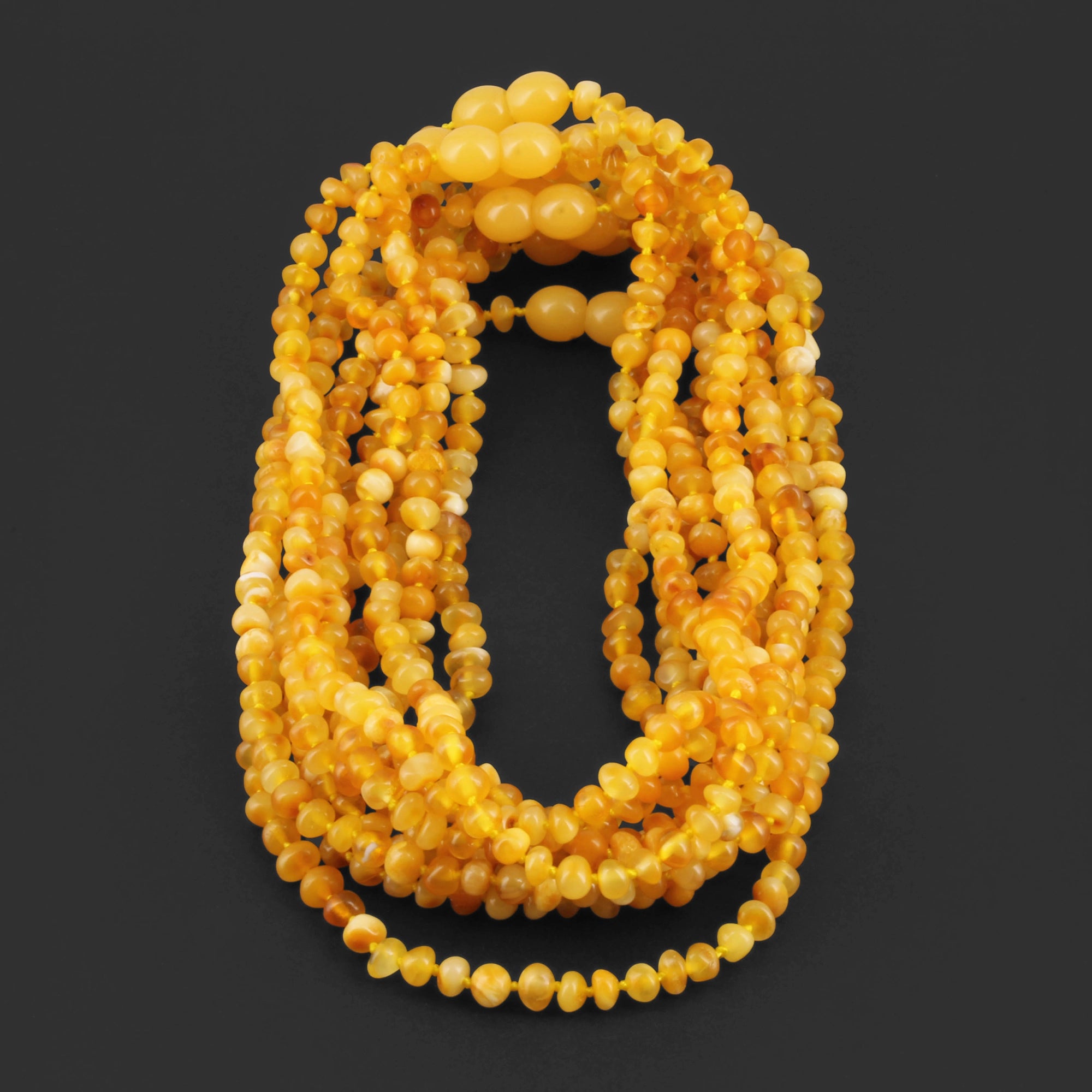 Baltic Amber Baby Teething Necklace Baroque Milky Orange Glossy Finish - Wholesale Lot of 10pcs - 32cm / 12.6in - XB43MO