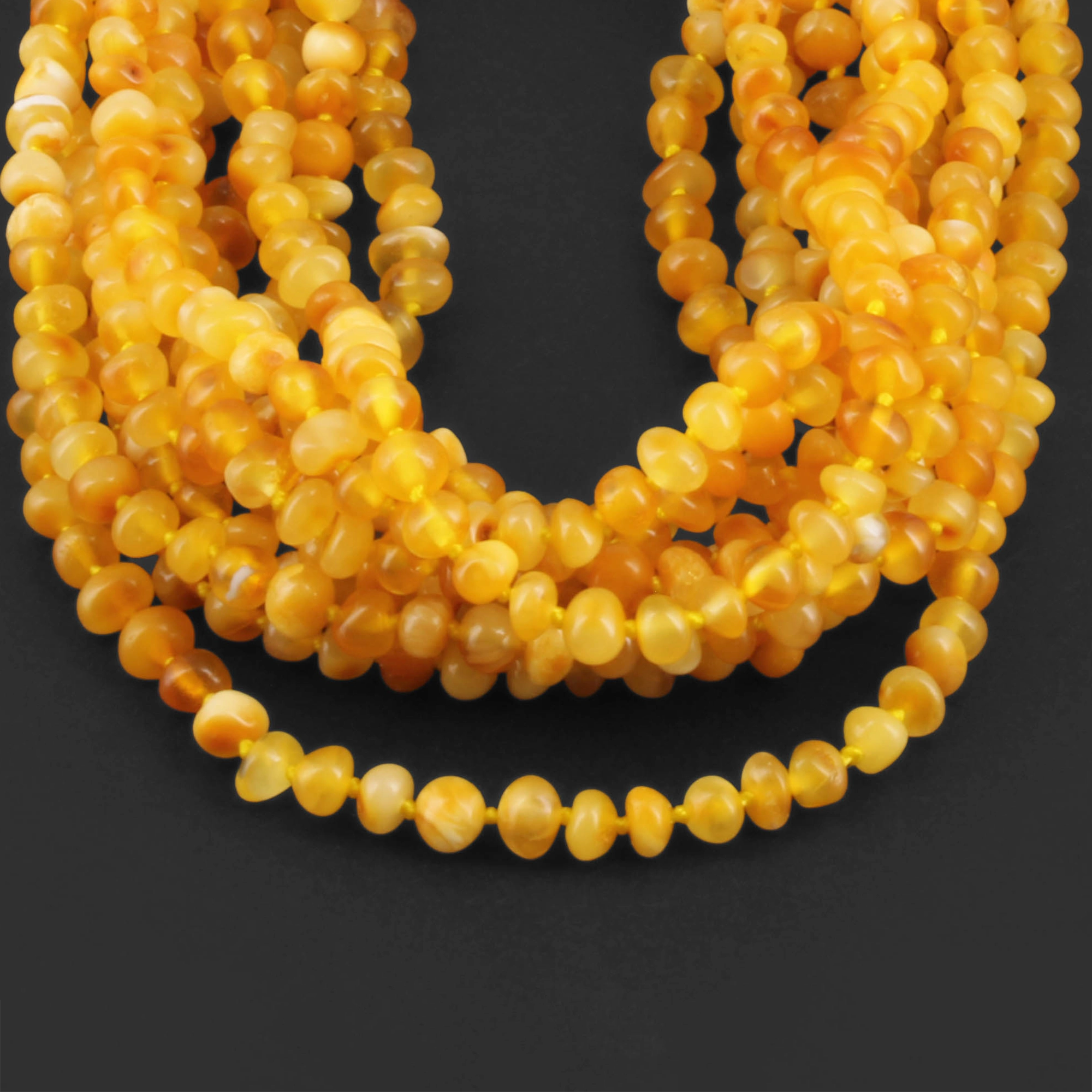 Baltic Amber Baby Teething Necklace Baroque Milky Orange Glossy Finish - Wholesale Lot of 10pcs - 32cm / 12.6in - XB43MO