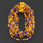 Baltic Amber & Amethyst Baby Teething Necklace Baroque Milky Orange Glossy Finish - Wholesale Lot of 10pcs - 32cm / 12.6in - AGL37