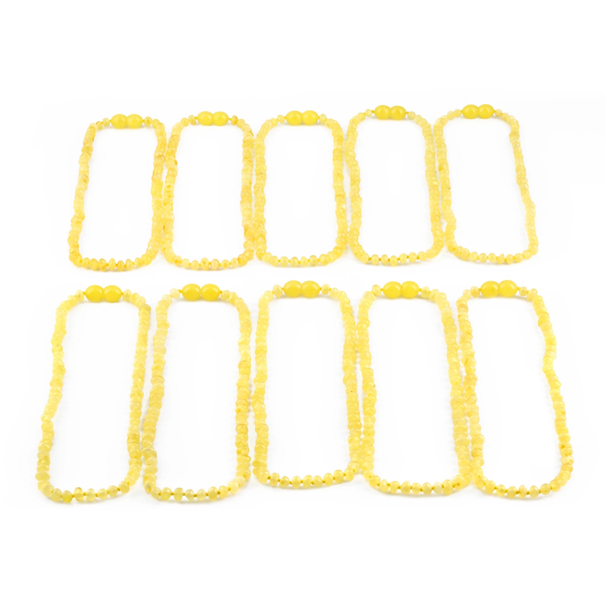 Baltic Amber Baby Teething Necklace Baroque Milky Yellow Glossy Finish - Wholesale Lot of 10pcs - 32cm / 12.6in - XB43MY