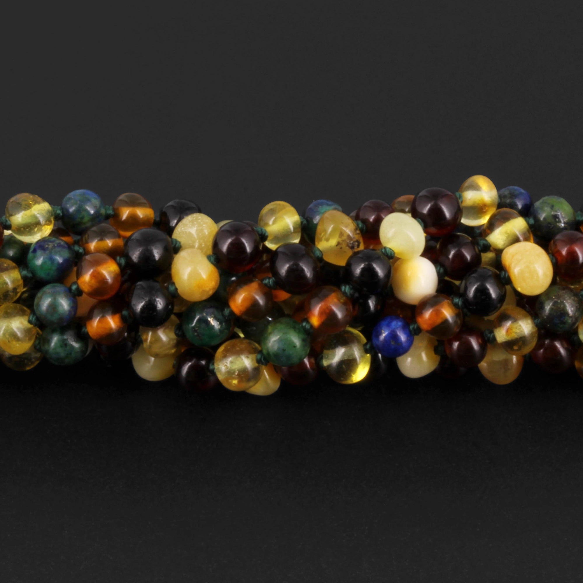 Baltic Amber & Azurite Baby Teething Necklace Baroque Multicolor Glossy Finish - Wholesale Lot of 10pcs - 32cm / 12.6in - LE467 V2 (Copy)