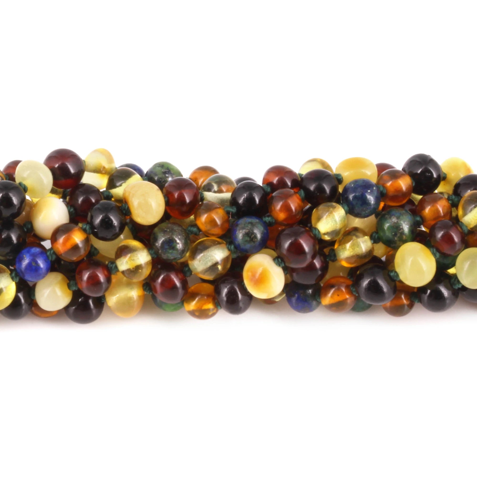 Baltic Amber & Azurite Baby Teething Necklace Baroque Multicolor Glossy Finish - Wholesale Lot of 10pcs - 32cm / 12.6in - LE467 V2 (Copy)