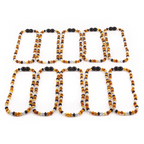 Baltic Amber & Blue Chalcedony Baby Teething Necklace Baroque Multicolor Glossy Finish - Wholesale Lot of 10pcs - 32cm / 12.6in - AG61