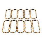Baltic Amber & Blue Agate Baby Teething Necklace Baroque Multicolor Glossy Finish - Wholesale Lot of 10pcs - 32cm / 12.6in - LE464 V2