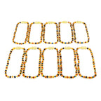 Baltic Amber & Blue Tiger Eye Baby Teething Necklace Baroque Multicolor Glossy Finish - Wholesale Lot of 10pcs - 32cm / 12.6in - LE514 V2