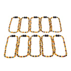 Baltic Amber & Blue Jasper Baby Teething Necklace Baroque Multicolor Glossy Finish - Wholesale Lot of 10pcs - 32cm / 12.6in - LE555-S