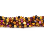 Baltic Amber & Pink Agate Baby Teething Necklace Baroque Multicolor Glossy Finish - Wholesale Lot of 10pcs - 32cm / 12.6in - LE458-S