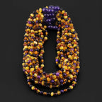 Baltic Amber & Purple Tiger Eye Baby Teething Necklace Baroque Multicolor Glossy Finish - Wholesale Lot of 10pcs - 32cm / 12.6in - LE554-S