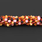 Baltic Amber & Rose Quartz Baby Teething Necklace Baroque Multicolor Glossy Finish - Wholesale Lot of 10pcs - 32cm / 12.6in - LE459-S
