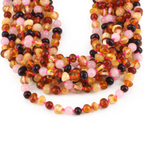 Baltic Amber & Rose Quartz Baby Teething Necklace Baroque Multicolor Glossy Finish - Wholesale Lot of 10pcs - 32cm / 12.6in - LE459-S