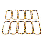 Baltic Amber & Blue Jasper Baby Teething Necklace Baroque Multicolor Glossy Finish - Wholesale Lot of 10pcs - 32cm / 12.6in - LE466-S