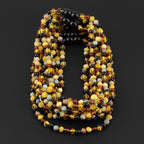 Baltic Amber & Blue Jasper Baby Teething Necklace Baroque Multicolor Glossy Finish - Wholesale Lot of 10pcs - 32cm / 12.6in - LE466-S