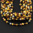 Baltic Amber & Blue Jasper Baby Teething Necklace Baroque Multicolor Glossy Finish - Wholesale Lot of 10pcs - 32cm / 12.6in - LE466-S