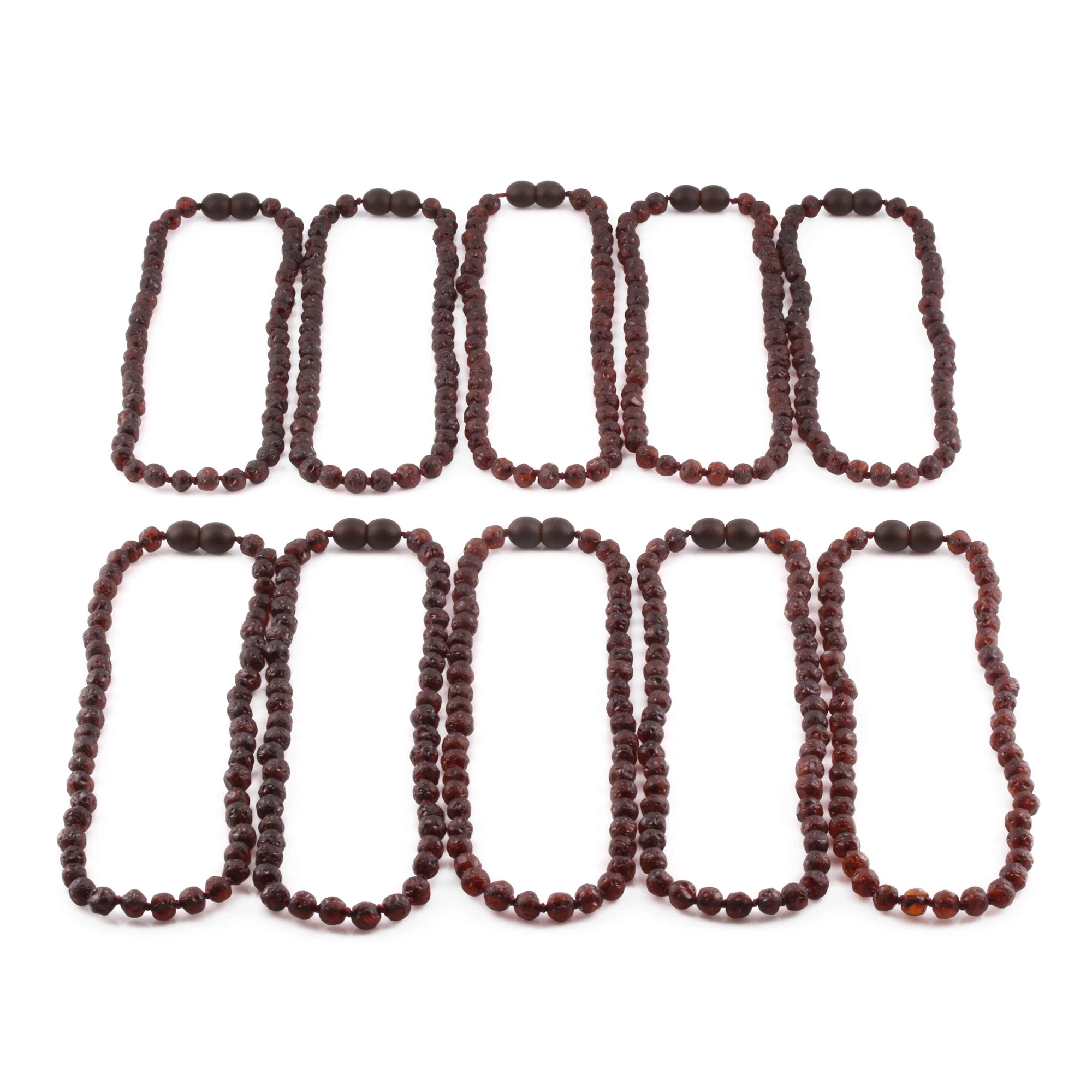Baltic Amber Baby Teething Necklace Baroque Dark Cognac Raw Finish - Wholesale Lot of 10pcs - 32cm / 12.6in - XB54DC-RAW