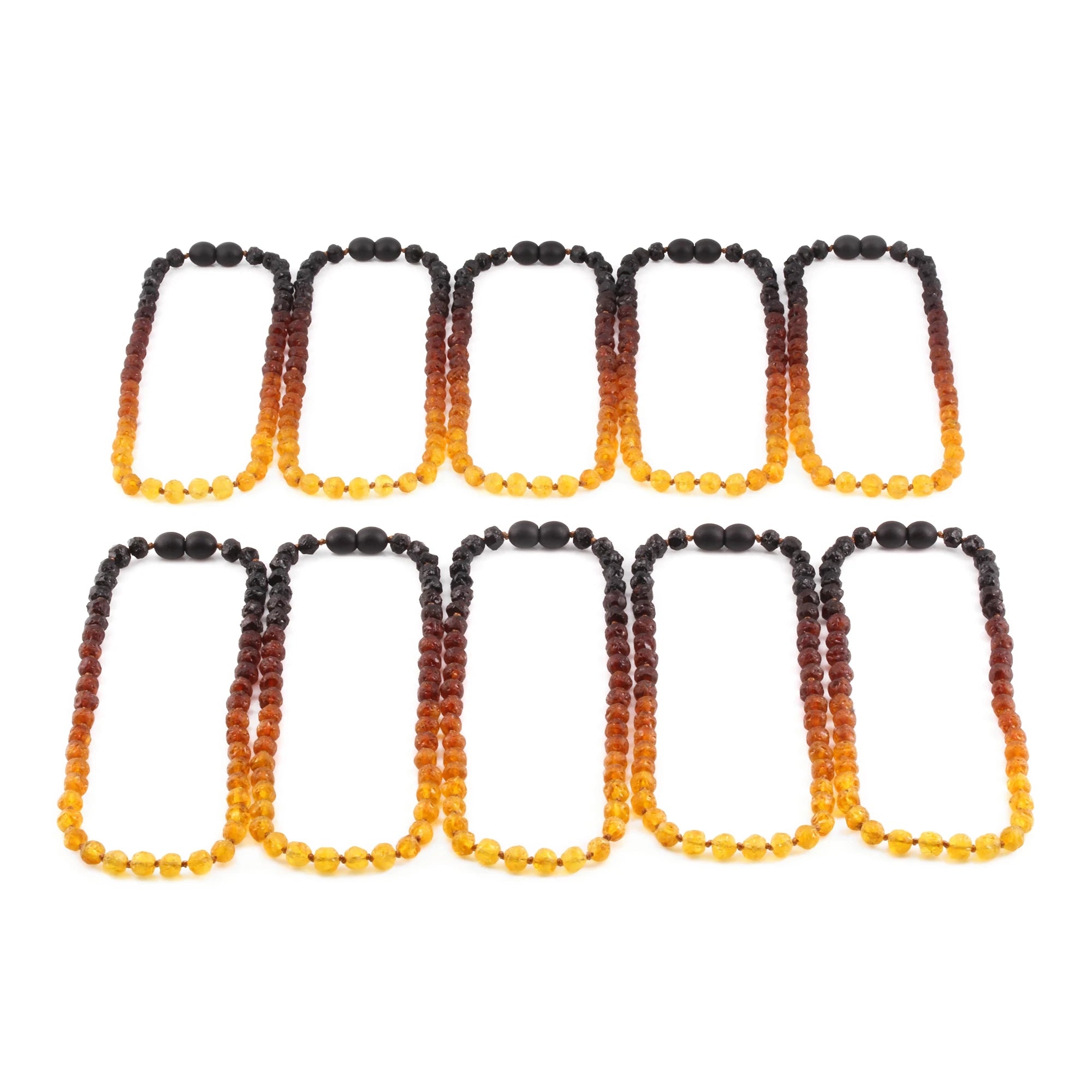 Baltic Amber Baby Teething Necklace Baroque Rainbow Raw Finish - Wholesale Lot of 10pcs - 32cm / 12.6in - XB54R2-RAW