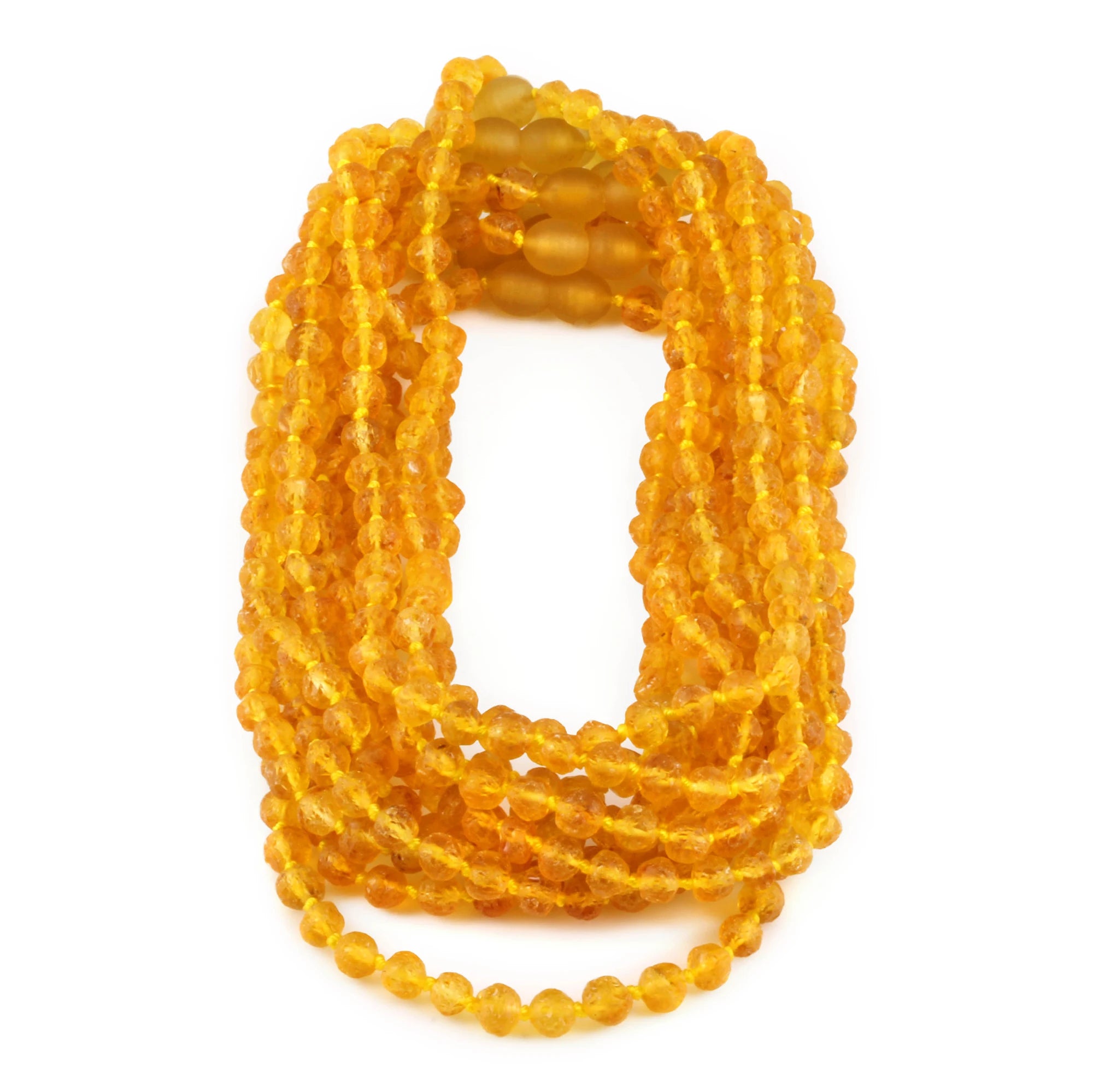 Baltic Amber Baby Teething Necklace Baroque Yellow Raw Finish - Wholesale Lot of 10pcs - 32cm / 12.6in - XB54Y-RAW